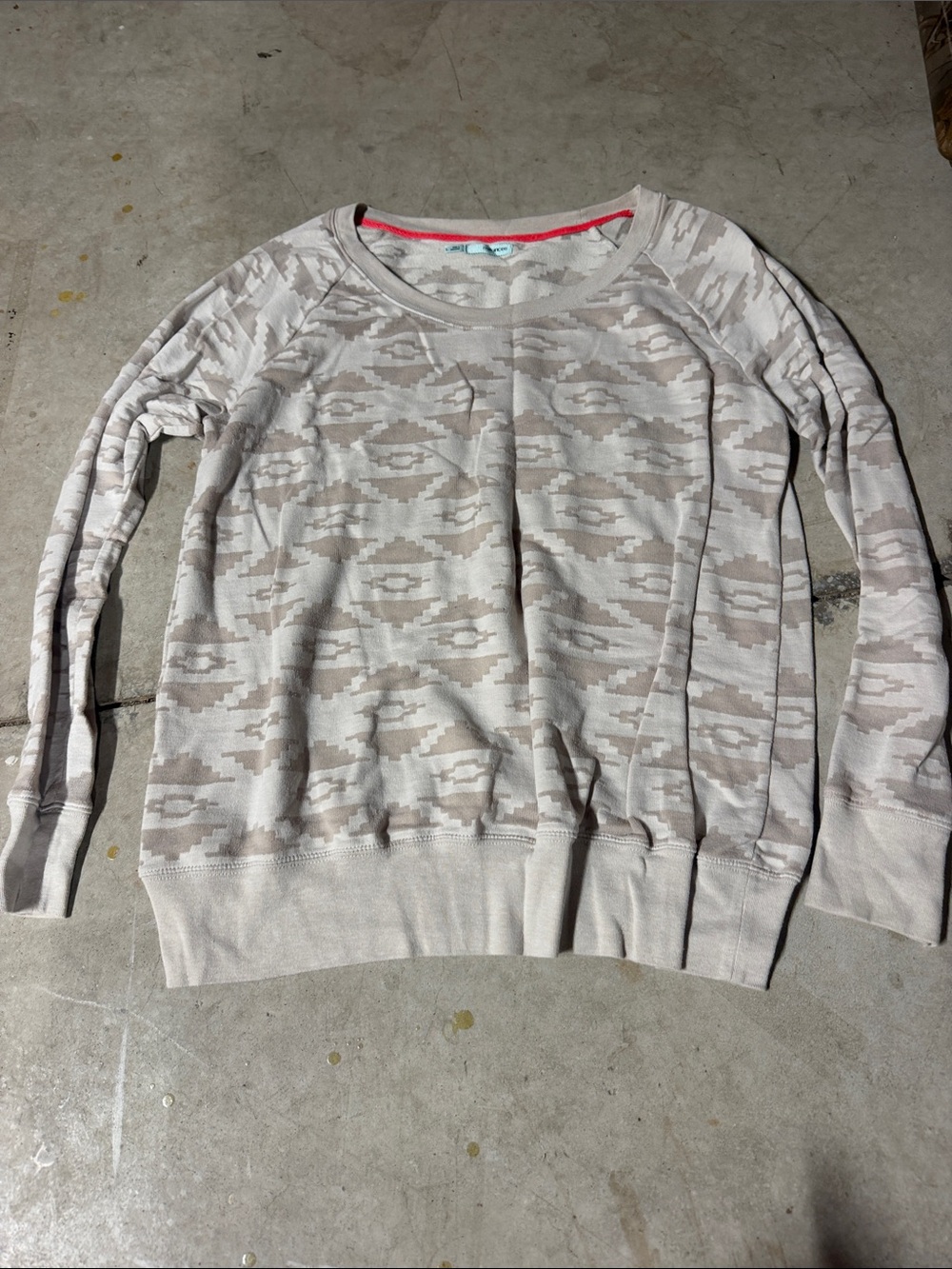 Maurices Cream & Light Brown Patterned Crewneck Sweater
